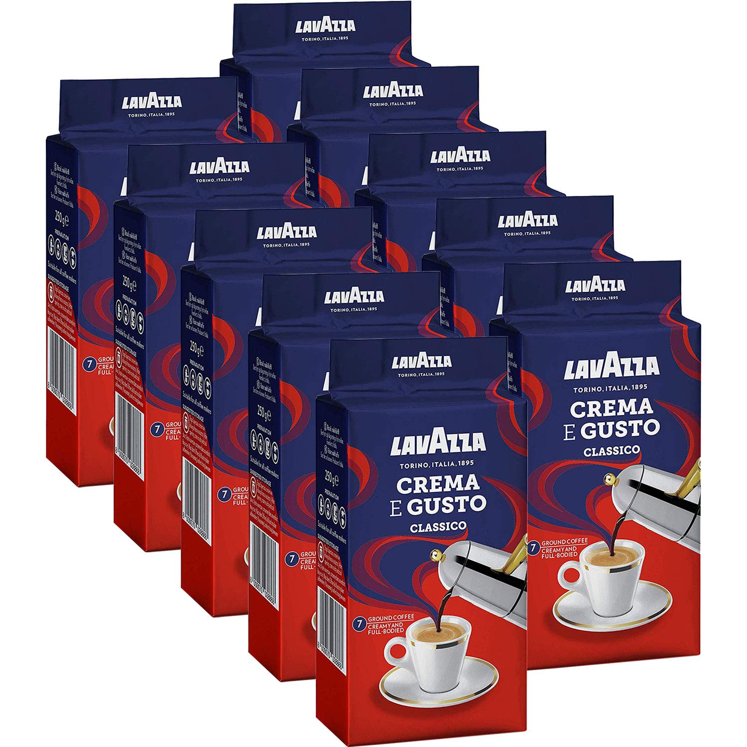 Lavazza Kaffee Crema e Gusto, gemahlener Bohnenkaffee (10 x 250g)