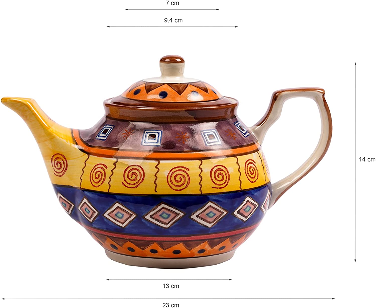 Teapot Ceramic Hand-Painted Colourful (Indian)