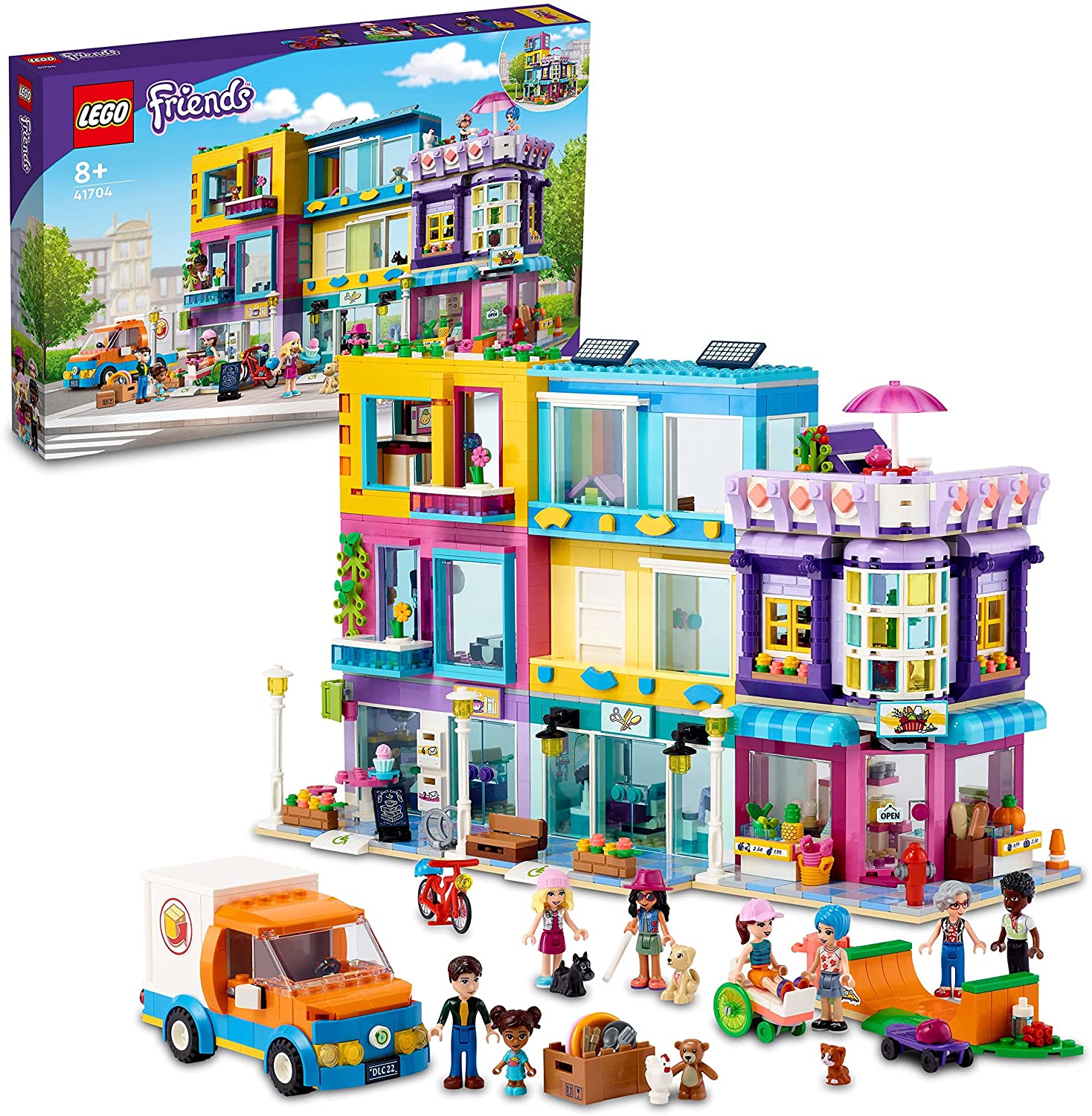 LEGO 41704 Friends Wohnblock in Heartlake City mit Friseursalon und Café, P