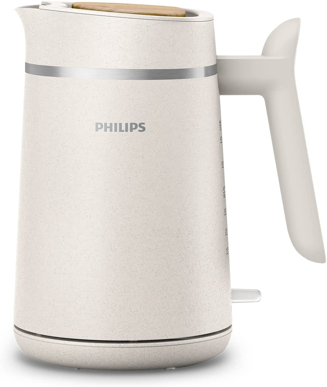 Philips Domestic Appliances Philips HD9365/10 Conscious Collection Kettle, Organic, 100% Recycled Plastic, Sustainable, 2200 Watt, 1.7 Litre Capacity, Cream
