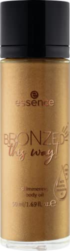 Essence Bronzed This Way! shimmering body oil, no. 01, gold, acetone-free, vegan, no preservatives, no alcohol, pack of 1 (50 ml)