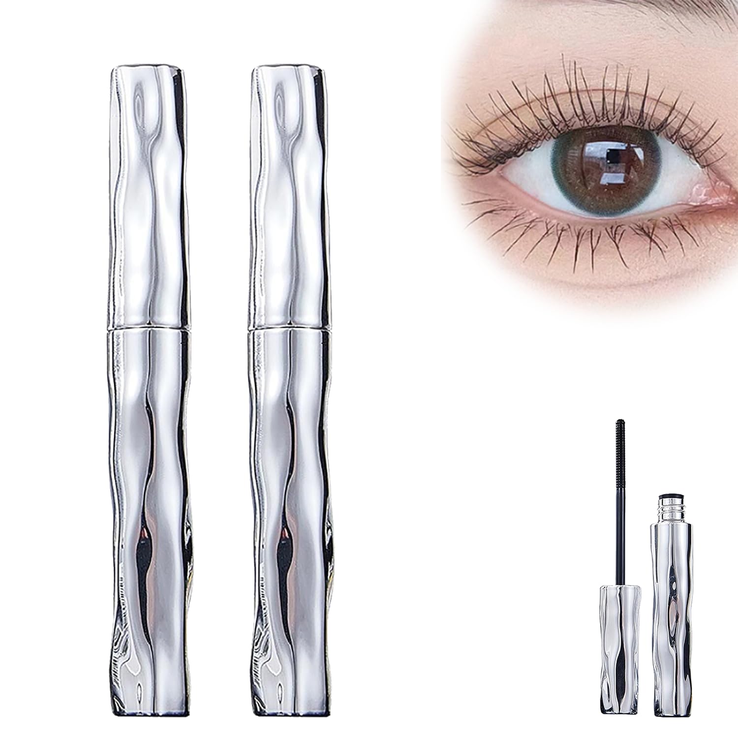 Steel Tube Eyelash Primer, Waterproof Mascara with Long Curler, Steel Tube Mascara Primer, Smudge-Free, Long-Lasting Eyelash Primer (Pack of 2)