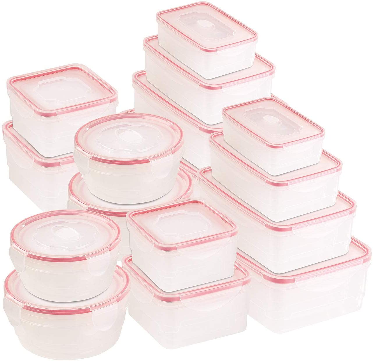 Rosenstein & Söhne Storage Containers: Set of 2, 8 Food Storage Containers with Clip Lid, BPA Free (Storage Container)
