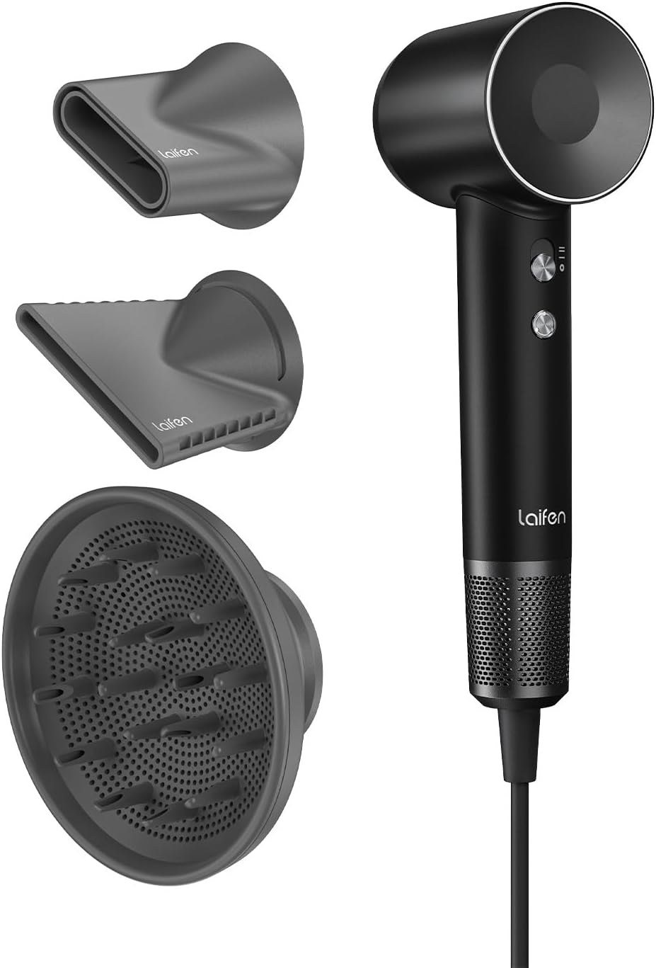 Laifen Swift Series Hair Dryer 200 Million Negative Ion Hair Dryer with 110,000 RPM Brushless Motor for Quick Drying, High Speed ​​Hair Dryer Low Noise with Diffuser (Black)