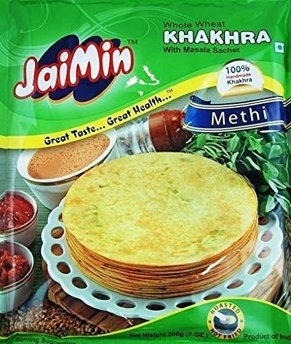 Jaimin Vollkorn Methi Khakhra Weizen-Snack mit Bockshornklee-Geschmack - 200g