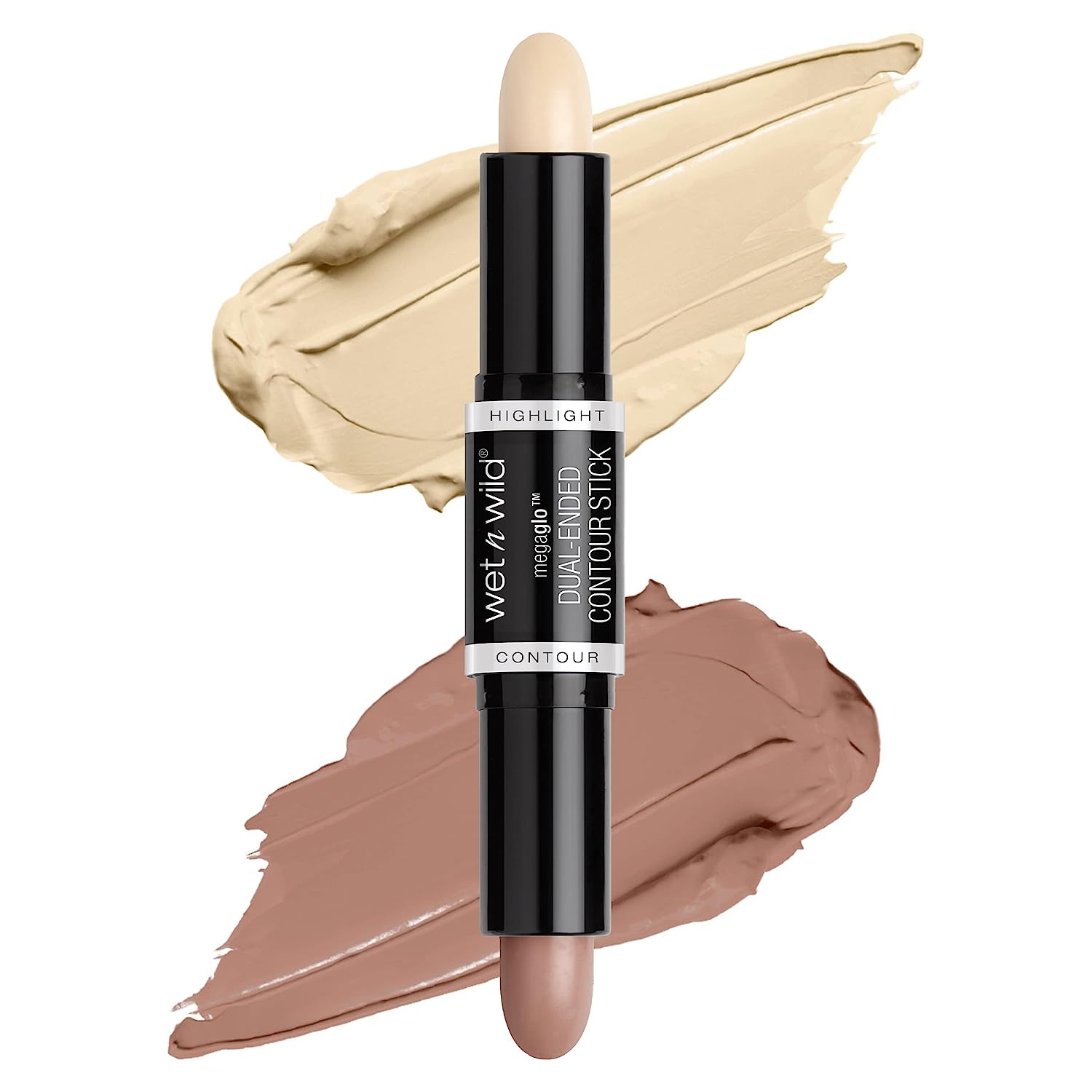Wet \ 'n \' Wild, Megaglo Dual-Ended Contouring Stick, 2-in-1 Contouring stick with eyeshadow and highlighter for contouring, slightly mixing, for a defined and shaped look, light/medium