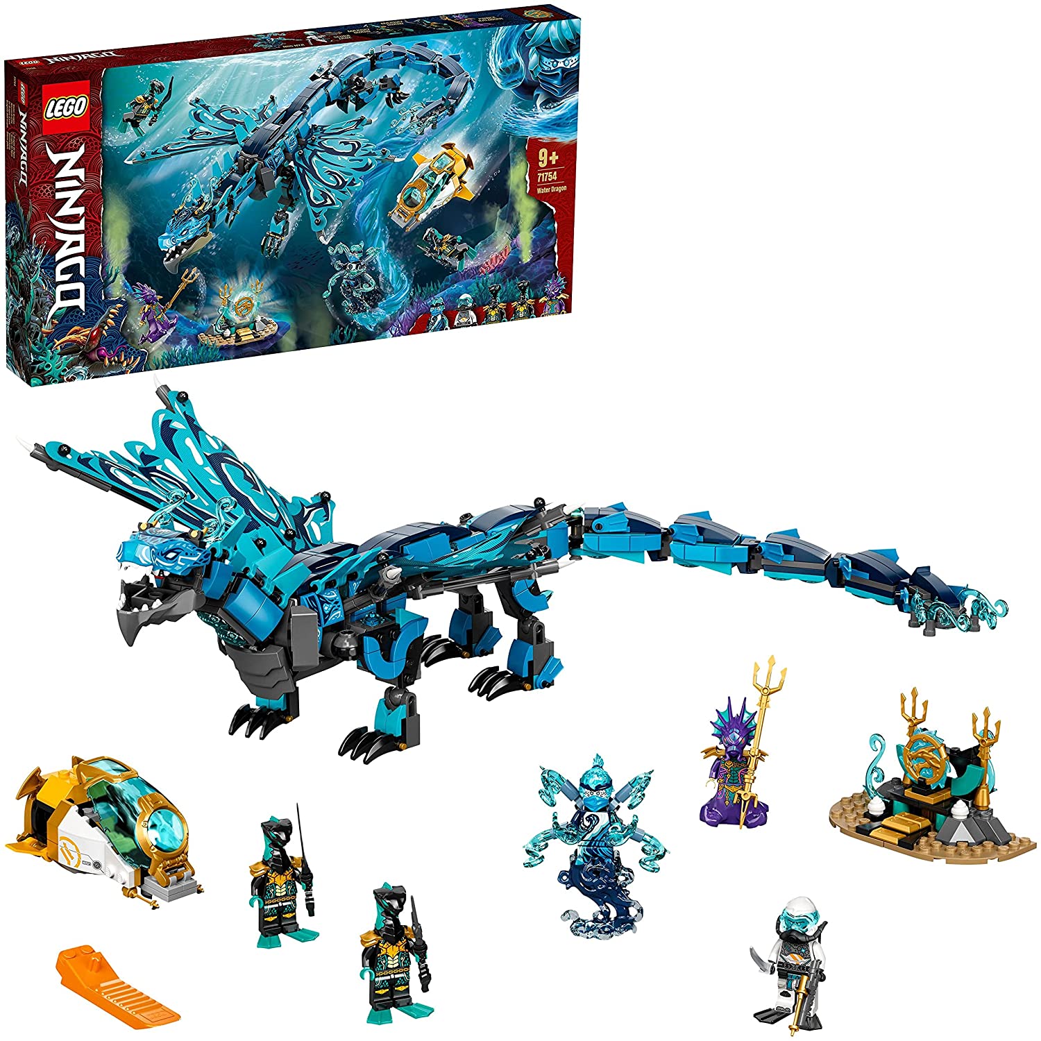 LEGO 71754 Ninjago Water Dragon Toy for Children from 9 Years, Set of 5 Nin