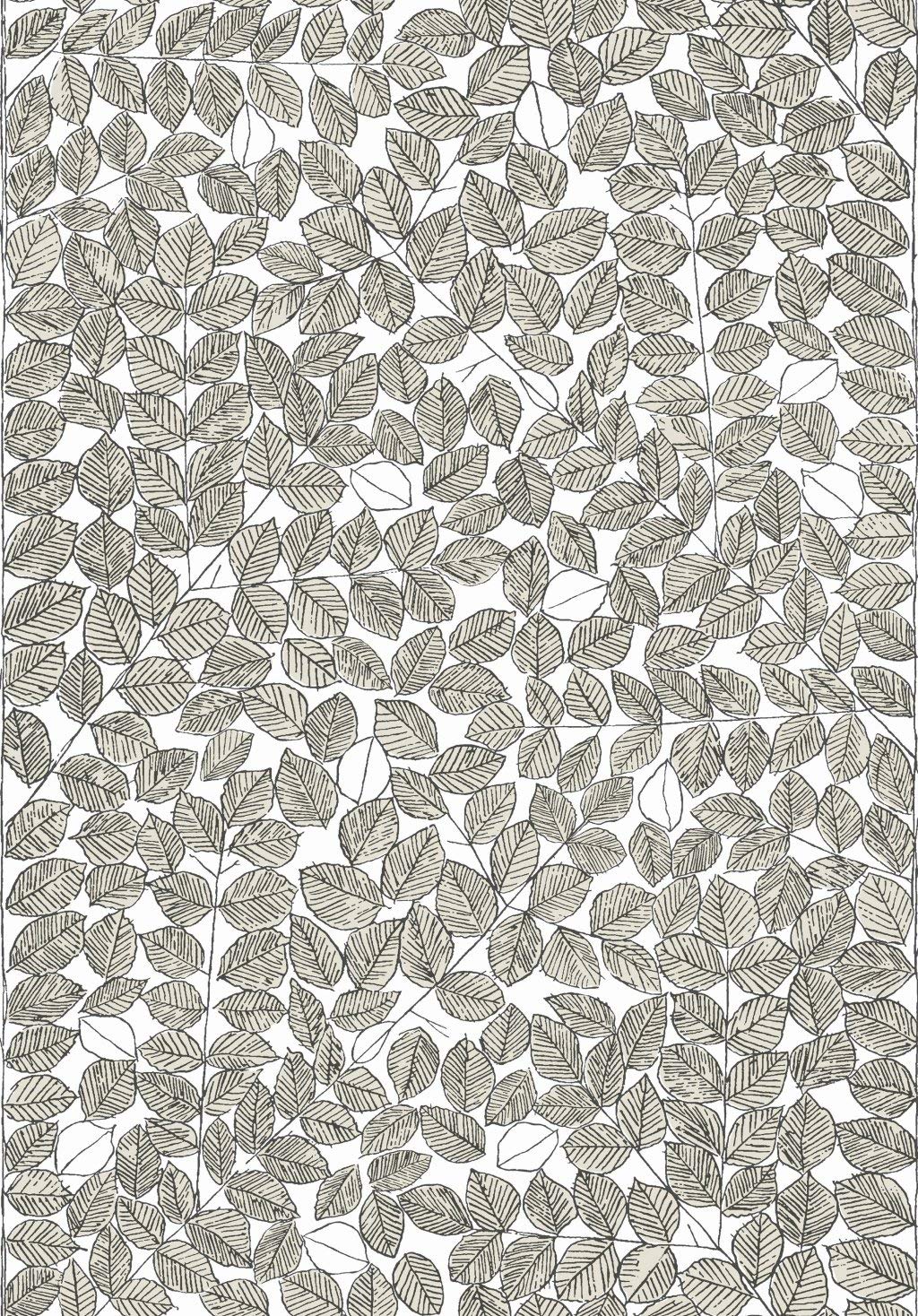Viola Gråsten 1768 Non-Woven Wallpaper Branches With Leaves Beech Black And