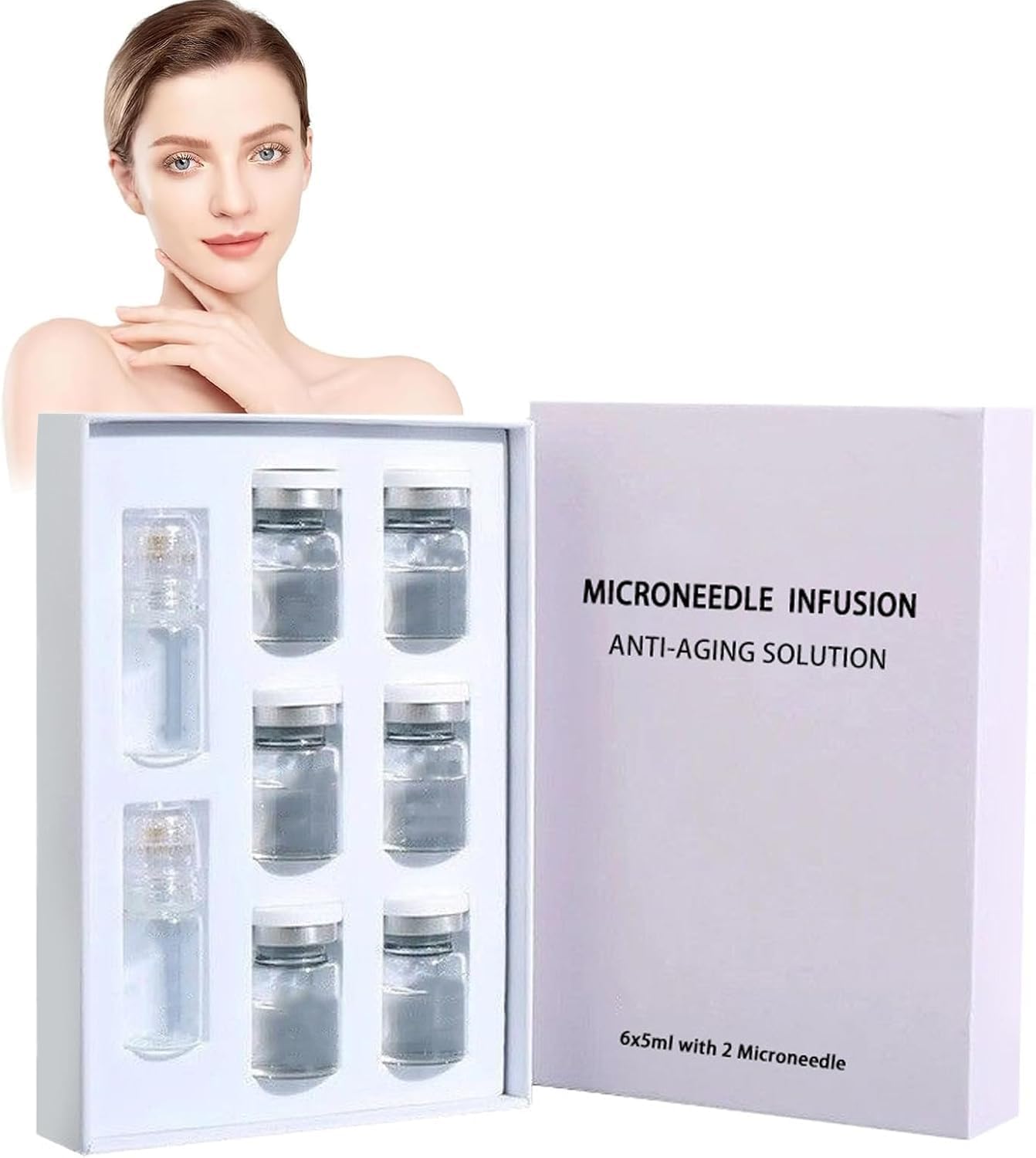 Seranova Micro Infusion System, Seranova Microneedling Set, Seranova Micro Needling Kit, Micro Infusion Kit, Skin Tightener, Anti-Ageing & Smooth Wrinkle Face Serum for All Skin Types (5 ml, 6 Pieces)