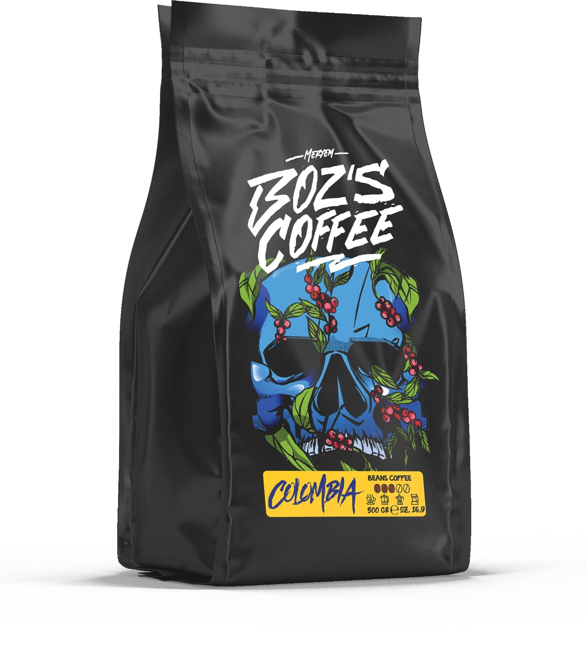 Meryem Boz's Coffee Colombia Coffee Beans 500 g | Selected Arabica Beans from Colombia | Whole Roasted Coffee Beans for Fully Automatic Machine & Portafilter | Intensity 3 out of 5 | Sports Coffee