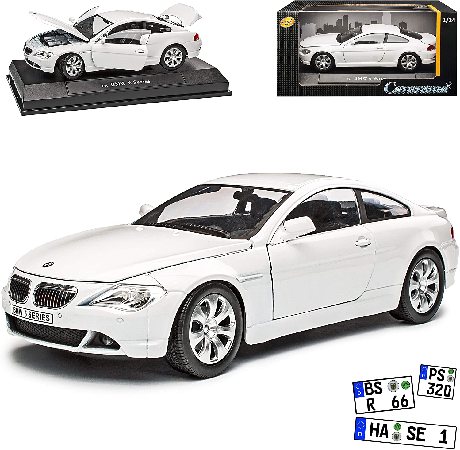 Cararama B-M-W 6-Series E63 645Ci Coupe White 2003-2010 1/24 Model Car With