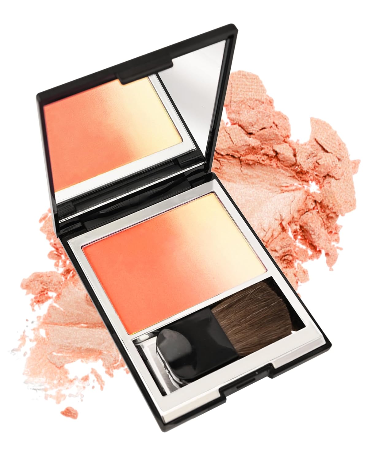 Blush Highlighter Powder, Versatile Orange Rouge Powder Shimmer Make-Up Palette with Brush, Superfine Powder, Waterproof Long Wear, Blendable Cheek Blusher Suitable for All Skin Types, 1 x 4 g (06)
