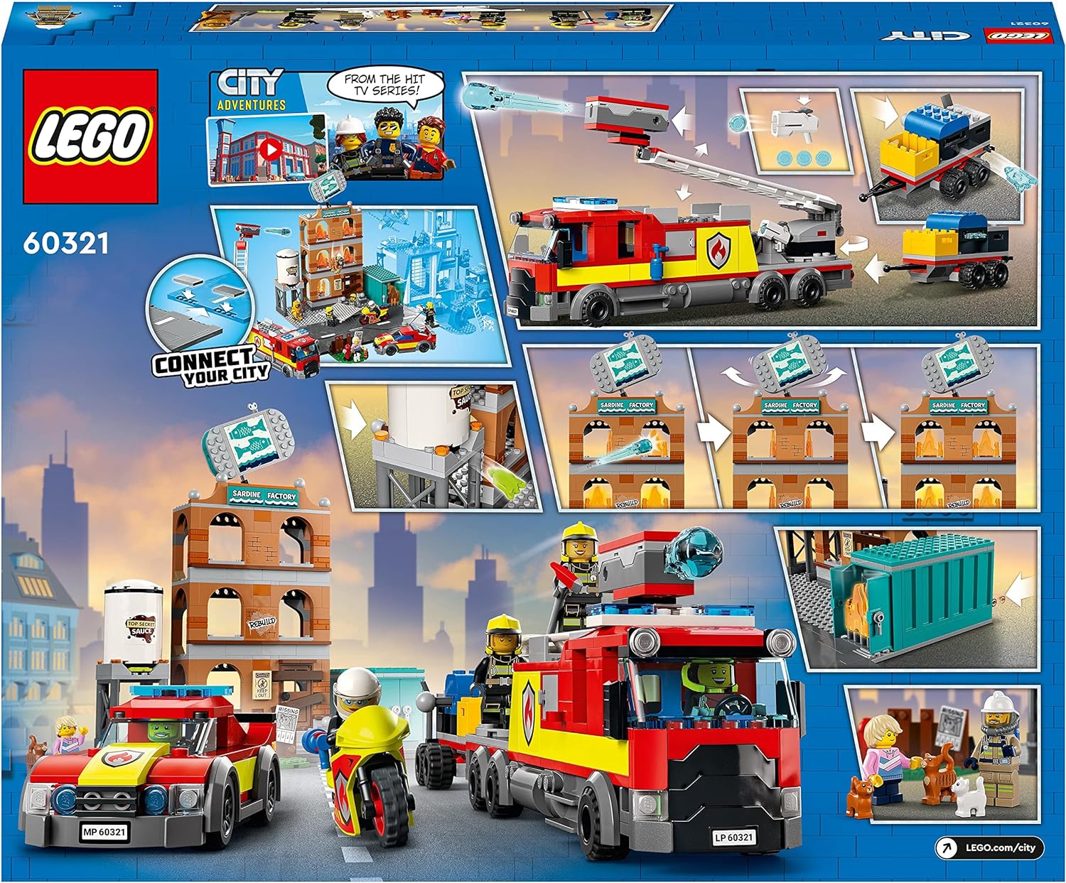 LEGO 60321 City Fire Brigade Insert with Fire Engine Toy with Fire Engine and Mini Figures & 60324 City Off-Road Crane, Mobile Crane, Truck Toy