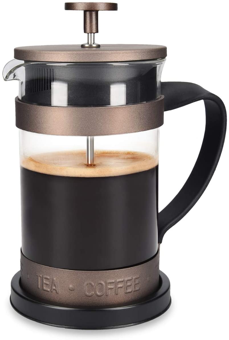 Navaris French Press Coffee Maker with Stainless Steel Filter - 600 ml Stamp Jug - 15 x 10.2 x 18.2 cm - 0.6 L Coffee Maker Press Jug - Also for Tea