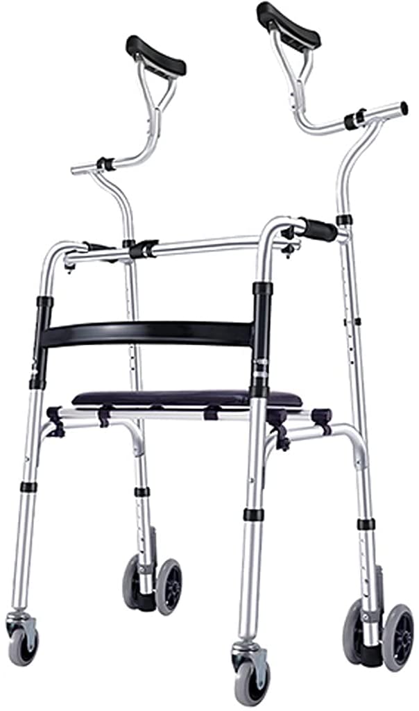Rolling Walkers Faltbarer Rollator Walker, Leichte Mobilitäts-Gehhilfe für ältere Menschen mit Armlehne, Senior Rollator mit Sitzkissen, Duschliftstuhl (Size : 56×58×93cm)
