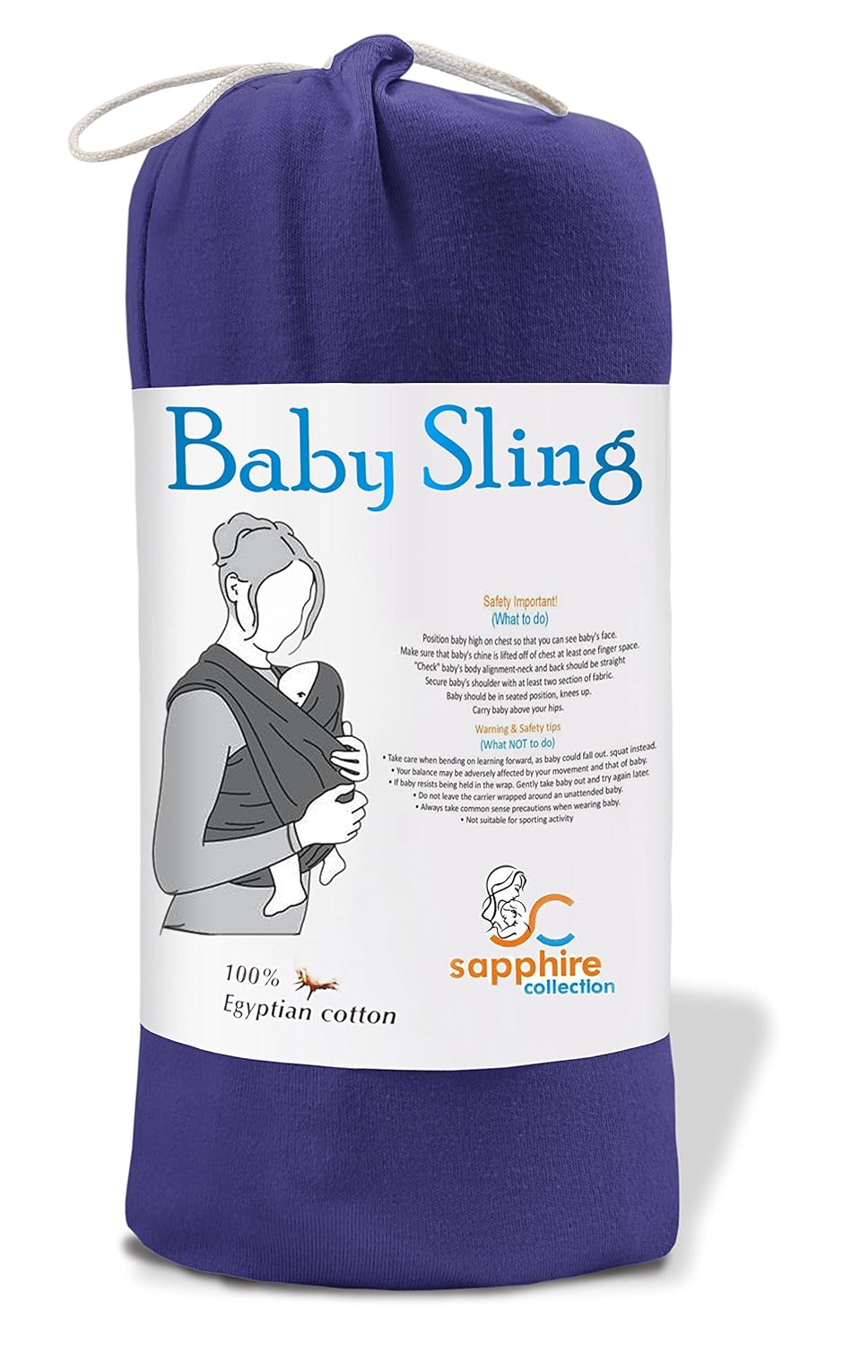 Sapphire Collection Baby Carrier Sling Stretchy Maternity Rage Cloth – Extra Soft and Light Weight, Quiet – Birth to 3 yrs navy blue