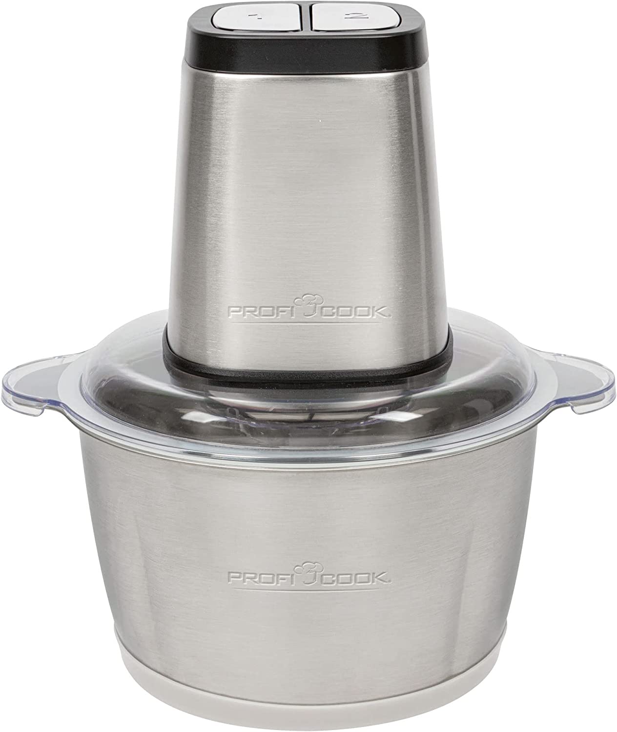 ProfiCook Electric Chopper, 2-in-1 Multi-Chopper and Ice Crusher Electric Stainless Steel with XL Container 1.7 L, Food Processor, Mixer/Chopper PC MZ 1227, 500 Watt