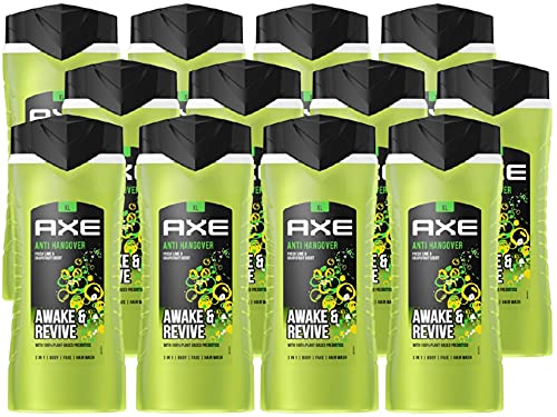 AXE 3-in-1 Shower Gel Anti-Hangover XL Shampoo 12 x 400 ml Shower Gel Men Shower Gel Body Face Hair Wash (12 Products)