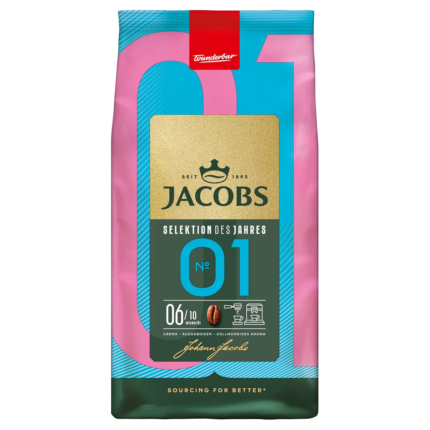 Jacobs Coffee Beans No.1 Selection of the Year 2025, Full-bodied Aroma with Citrus Note, Roasted in Bremen, Intensity 6/10, Coffee Whole Beans, 1 kg