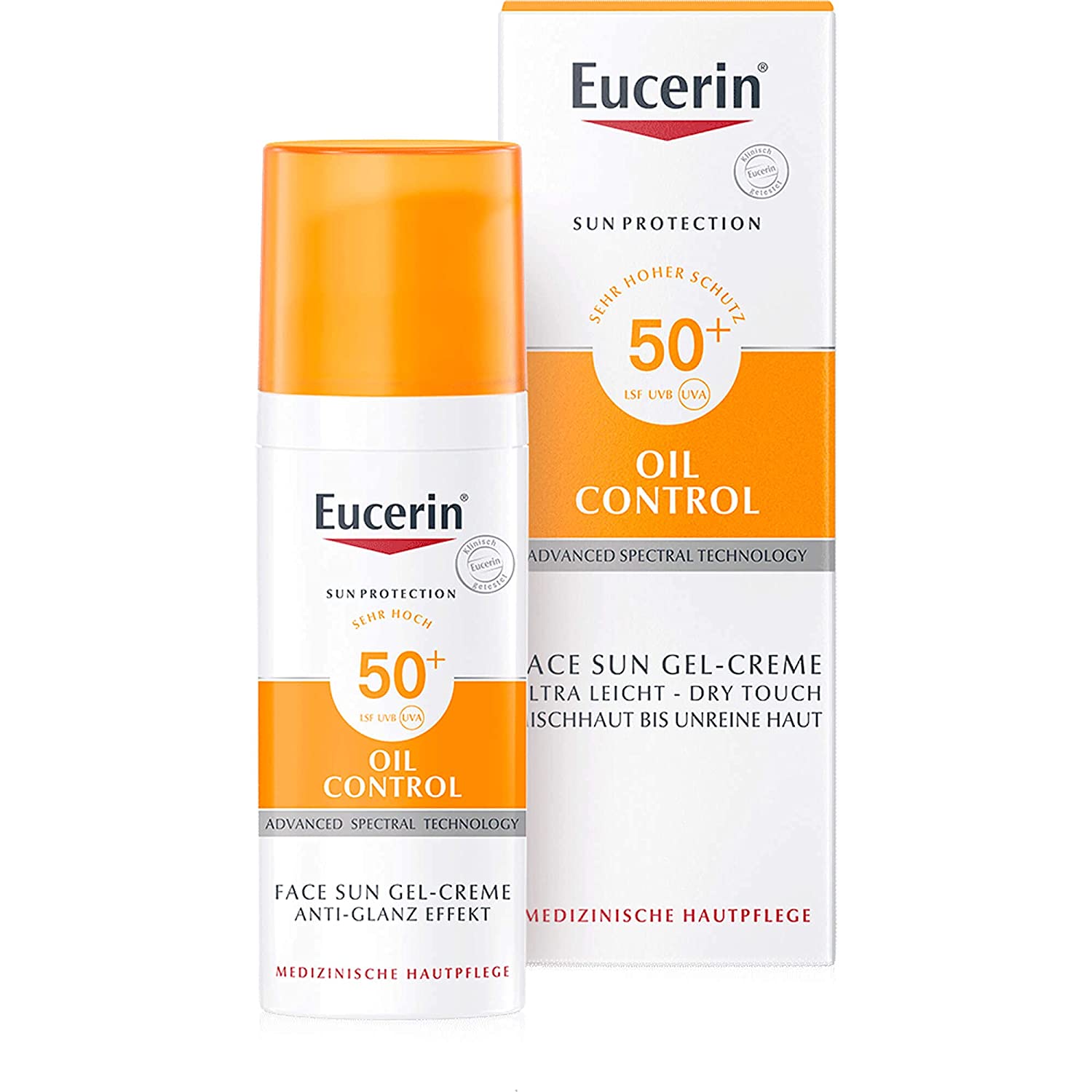Eucerin Sun Gel Cream Oil Control Anti-Shine Effect SPF 50+ 50 ml, ‎weiß