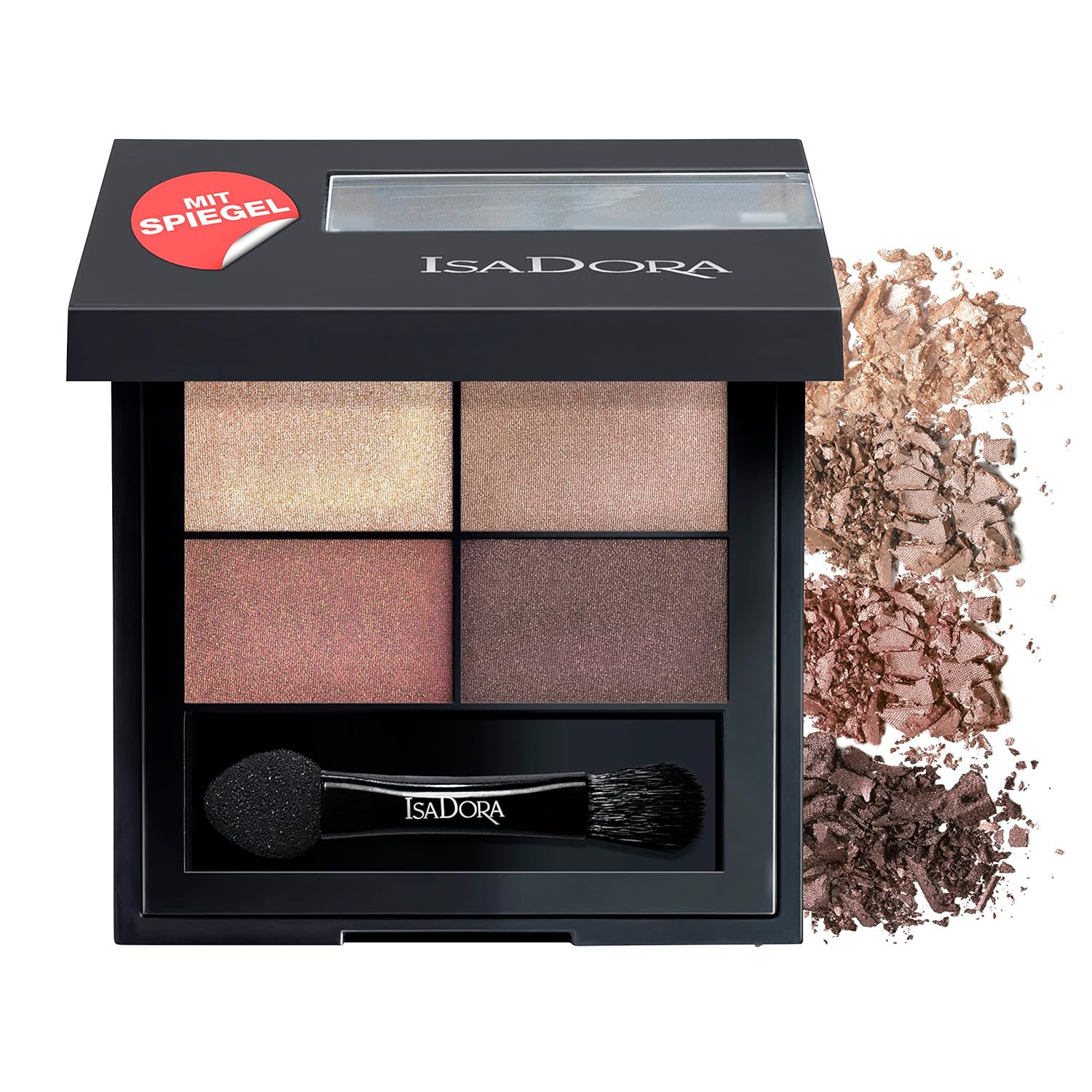 IsaDora Quartet Eyeshadow Palette - Eyeshadow Palette for Flawless Eye Make-Up - Vegan - Stunning Make Up Set with Four Eye Shadows Each - Boho Browns