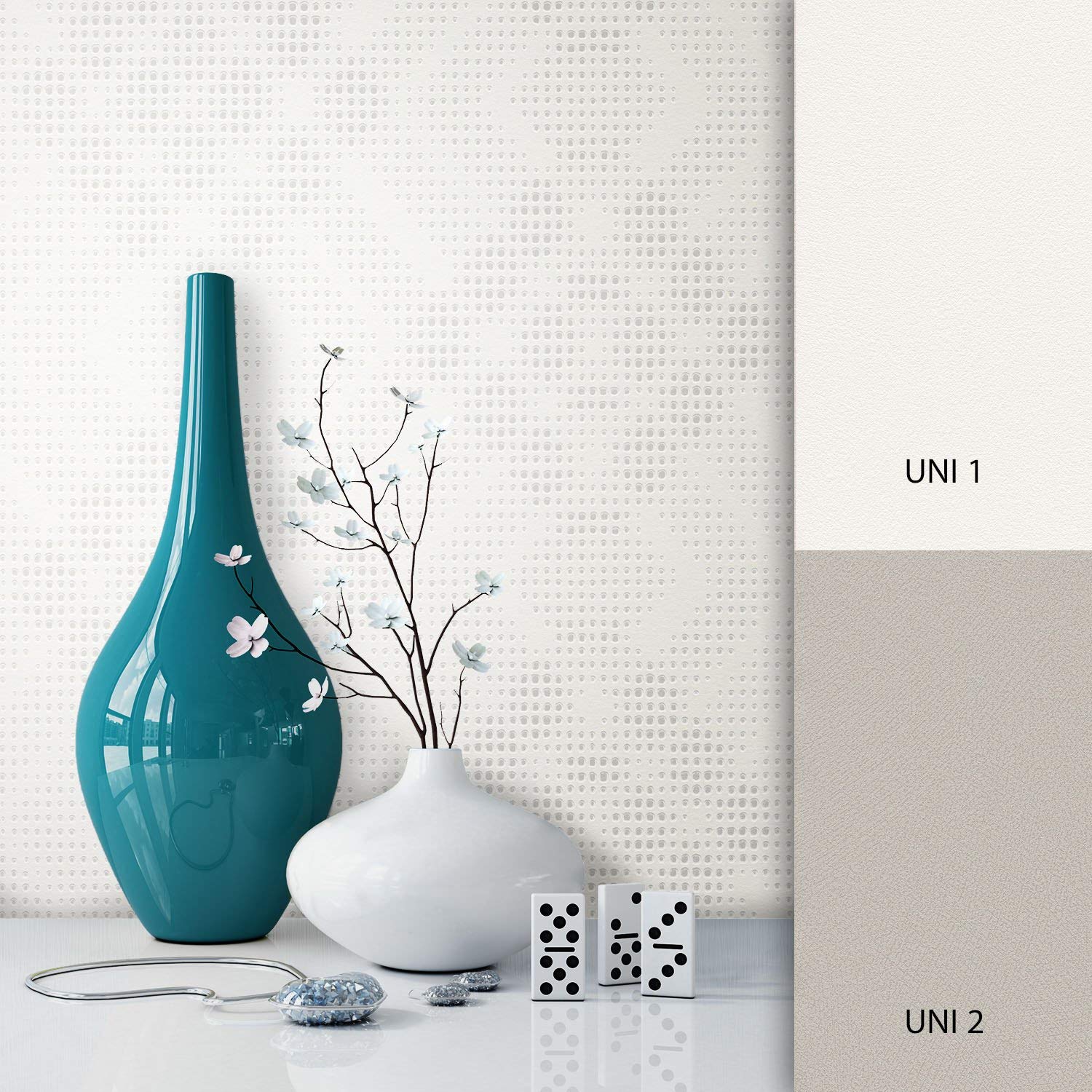 Newroom Silver Non-Woven Cream Wallpaper With Metallic Graphic Modern Styli