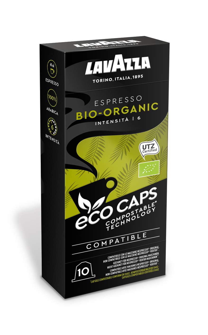 Lavazza Eco Kaffeekapseln - Espresso Bio Organic - Nespresso kompatibel - 50 Kapseln - 5er Pack (5 x 53g)