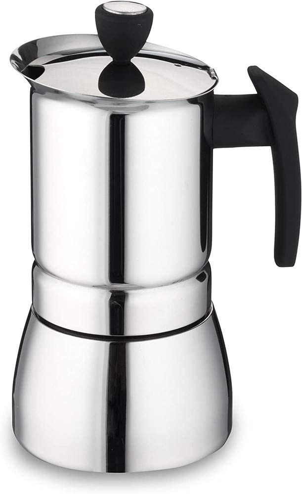Cafe Ole by Grunwerg Italian Style 9 Cup Stainless Steel Espresso Coffee Maker, Stainless Steel, Silver