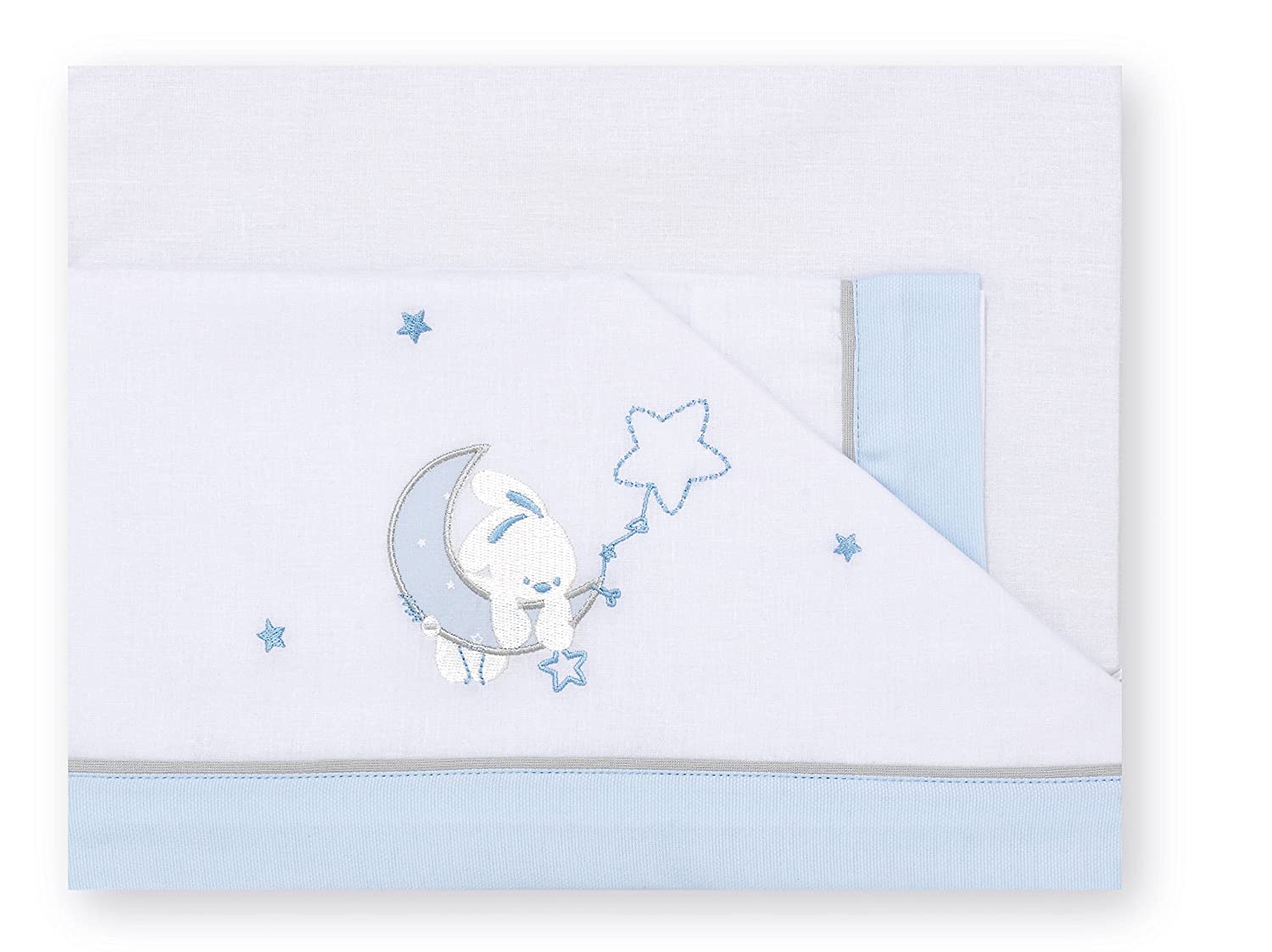 Pirulos 00113113 – Bedding – Moon, 50 X 80 Cm, White And Blue