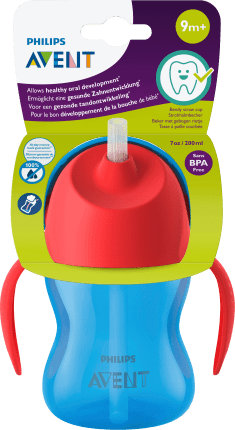 Philips Avent Straw cup with handles 200ml, from 9 months, blue, 1 pc