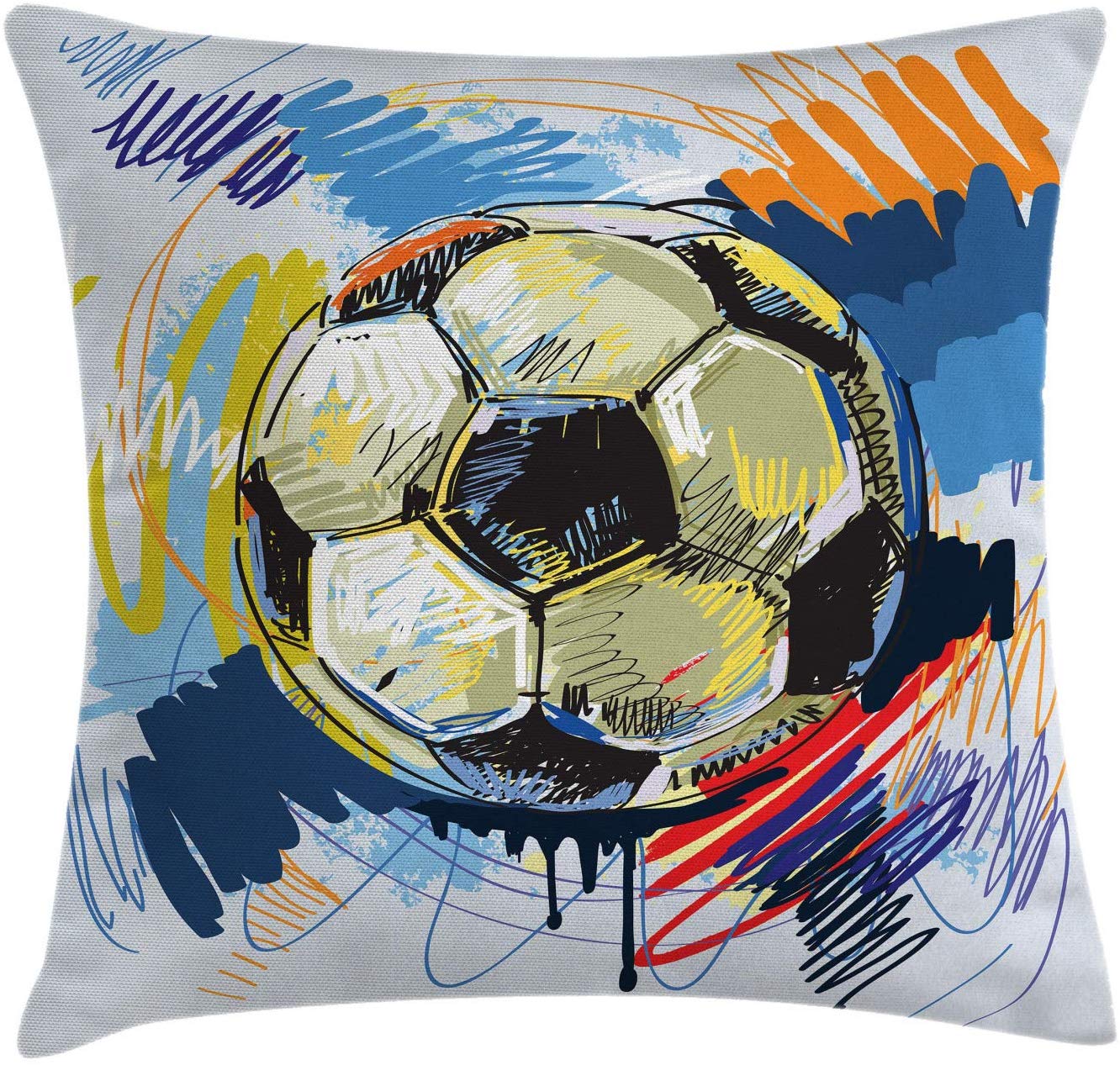 Abaku House Football Detailed Artful Coloured Cushion Cover 50 X 50 Cm Digi