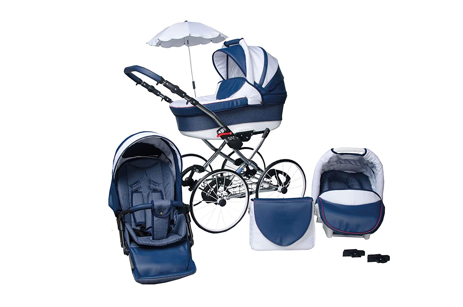 Skyline Classic Retro Style Lux Combination Pram and Pushchair, 3-in-1 Travel System, Car Seat (Isofix)