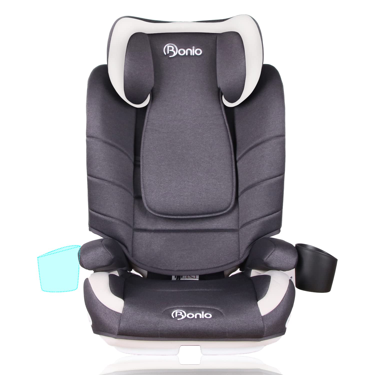 Bonio Child Car Seat Group 2/3 (15-36 kg) for Cars with and without ISOFIX From Approx. 3 to Approx. 12 Years Approved according to ECE R44/04 Grey