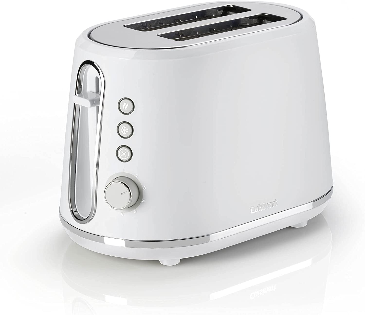 Cuisinart 2-slot toaster with 7 browning levels and extra wide slots with self-centring and crumb tray, also suitable for bread halves, pebble white, CPT780WE
