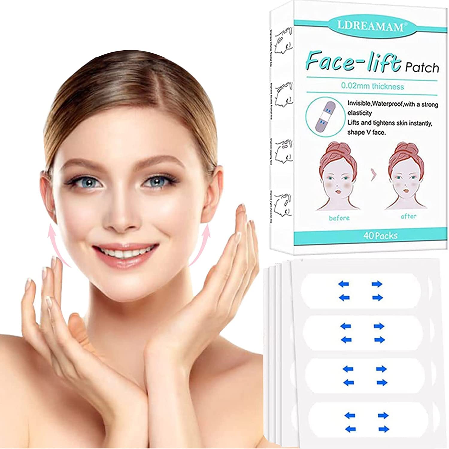 LDREAMAM Face Lifting Tape, Facelifting Sticker, Facelifting Tape, Lift Face Sticker, Facelifting Tape, V-Shaped Face Lift Tape, Invisible Thin Face Sticker