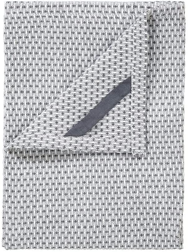 Blomus Ridge Tea Towels, Dry Towels, Lily White/Gunmetal, Cotton, 50 x 70 cm, Set of 2
