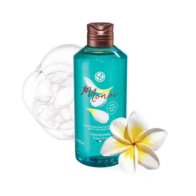 Yves Rocher Monoï Mild Shower Shampoo, Gentle Shower Experience with a Gorgeous Summer Fragrance, 1 x Bottle 400 ml