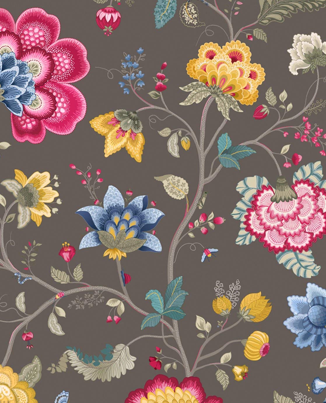 Non-Woven Wallpaper Eijf Finger Pip Wallpaper 341038 Floral Pattern In Ligh