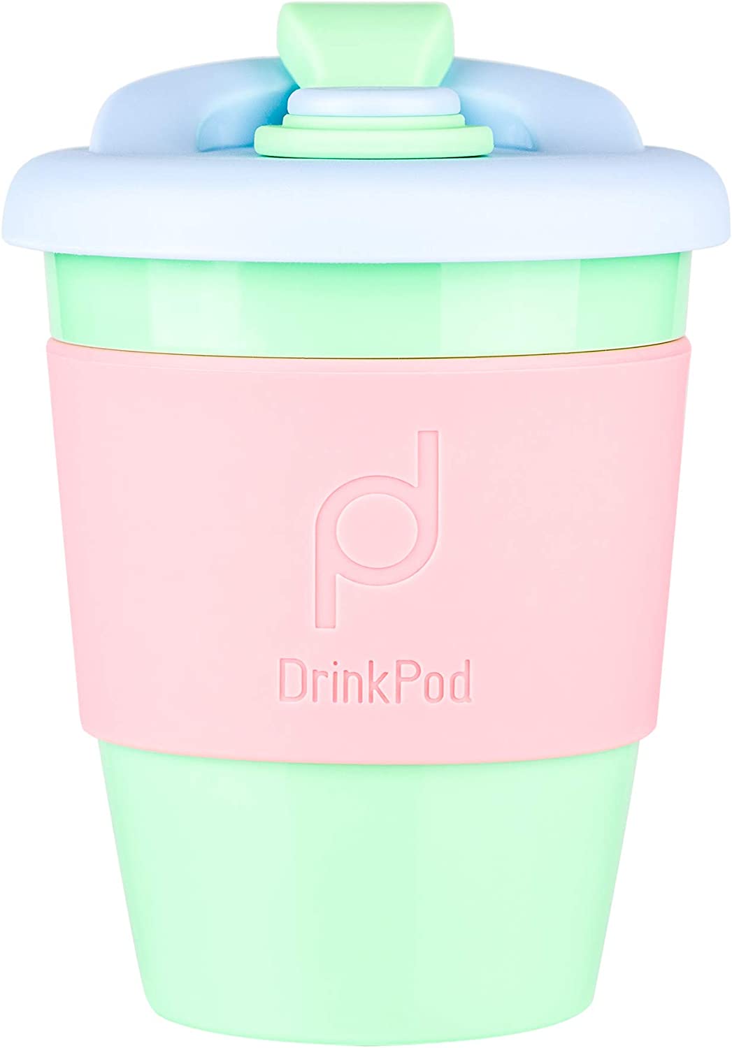 DrinkPod Reusable BPA Free 340ml 12oz Plastic Coffee Mug Travel Mug - GREEN DREAM, GREEN