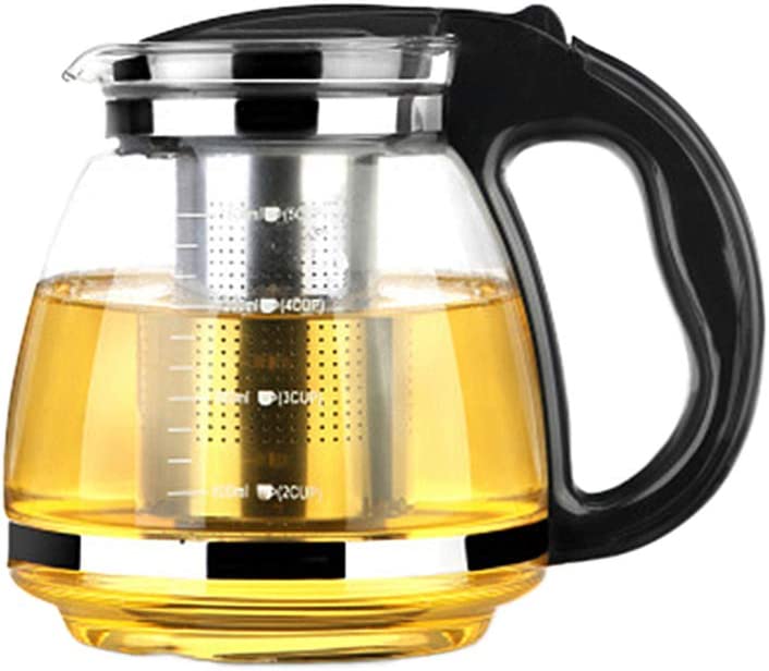 OUNONA 2000 ml glass teapot made of glass, borosilicate glass tea maker with removable tea strainer, borosilicate glass, tea maker, glass jug, suitable for tea warmers