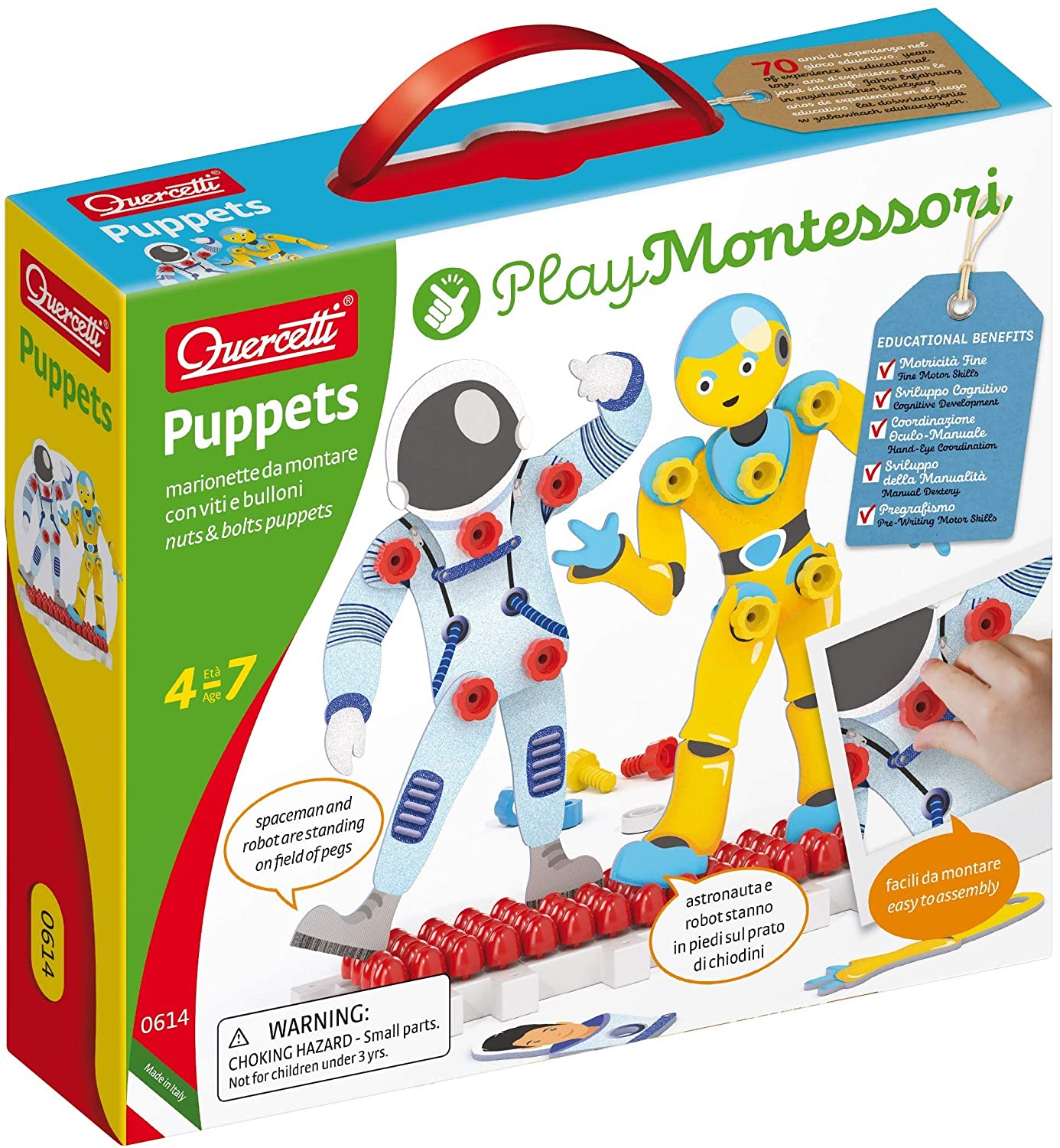 Quercetti Play Montessori Puppets Astronauta And Robot Mount Puppets