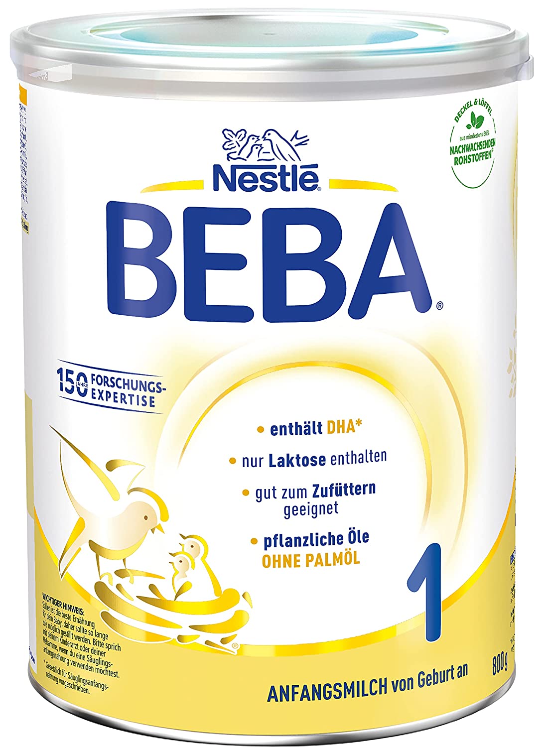 BEBA 1 Anfangsmilch, Anfangsnahrung von Geburt an, 1er Pack (1 x 800g)