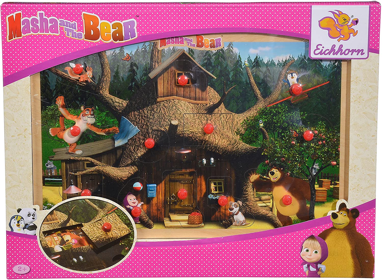 Eichhorn 109304085 Masha and the Bear Plug-In Puzzle with 12 Pieces, 30 x 20 cm