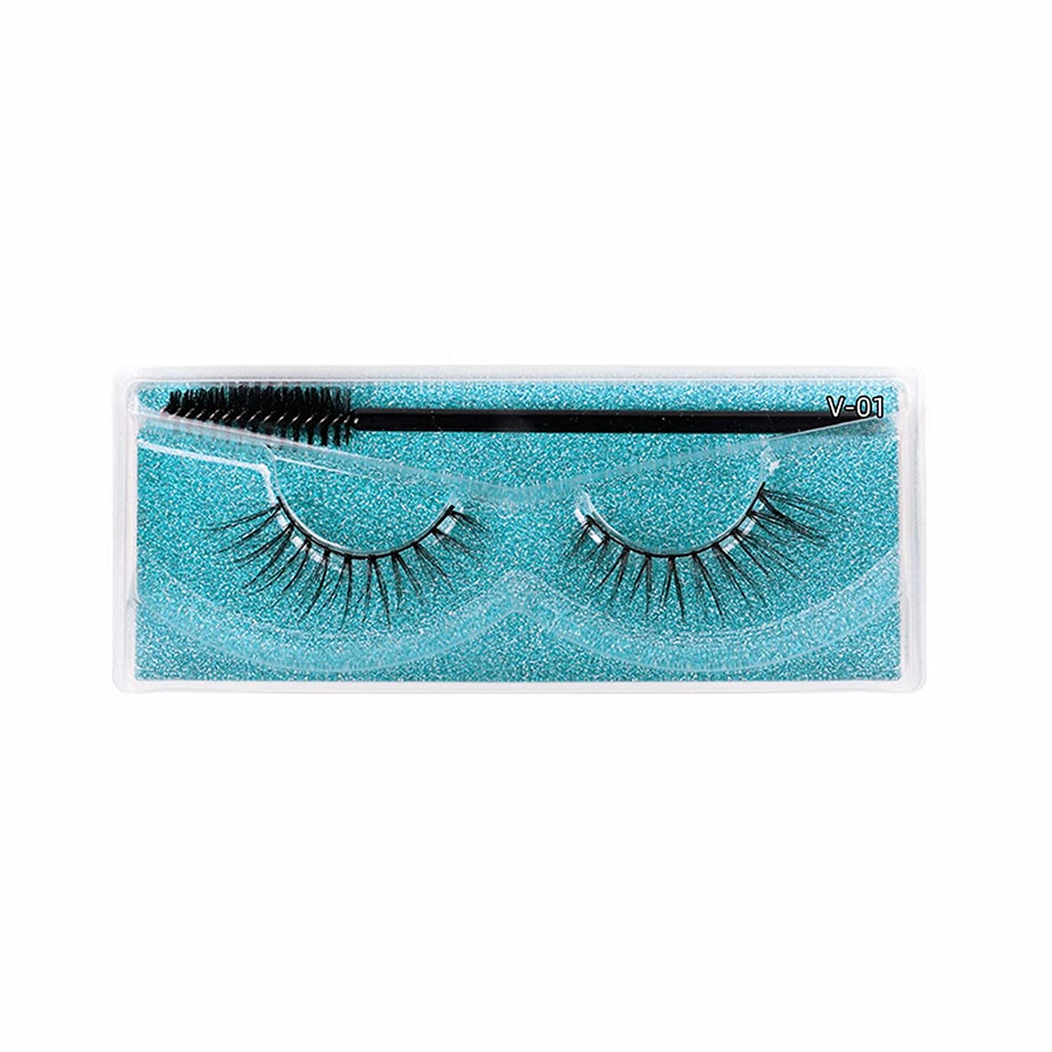 Generic 3D Thick False Eyelashes 1 Pair of Cotton Threads of V-Eyeliner Black, 