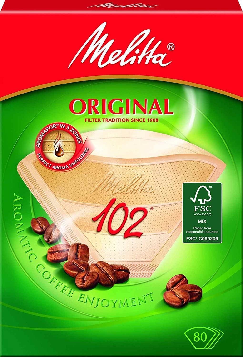 Generisch 800 x Melitta Original 102 (Size 102)\" Filter Bags/Coffee Filter (Natural Brown/3 Aromazone Filters (Melitta Size 102, 800 Filters)