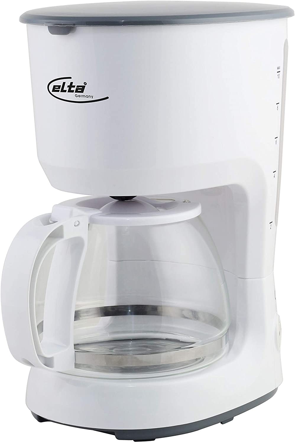 elta Germany Elta Classic Line KM-750.16 Coffee Machine 750 Watt 12 Cups Glass Jug Permanent Filter Anti-Drip Function White
