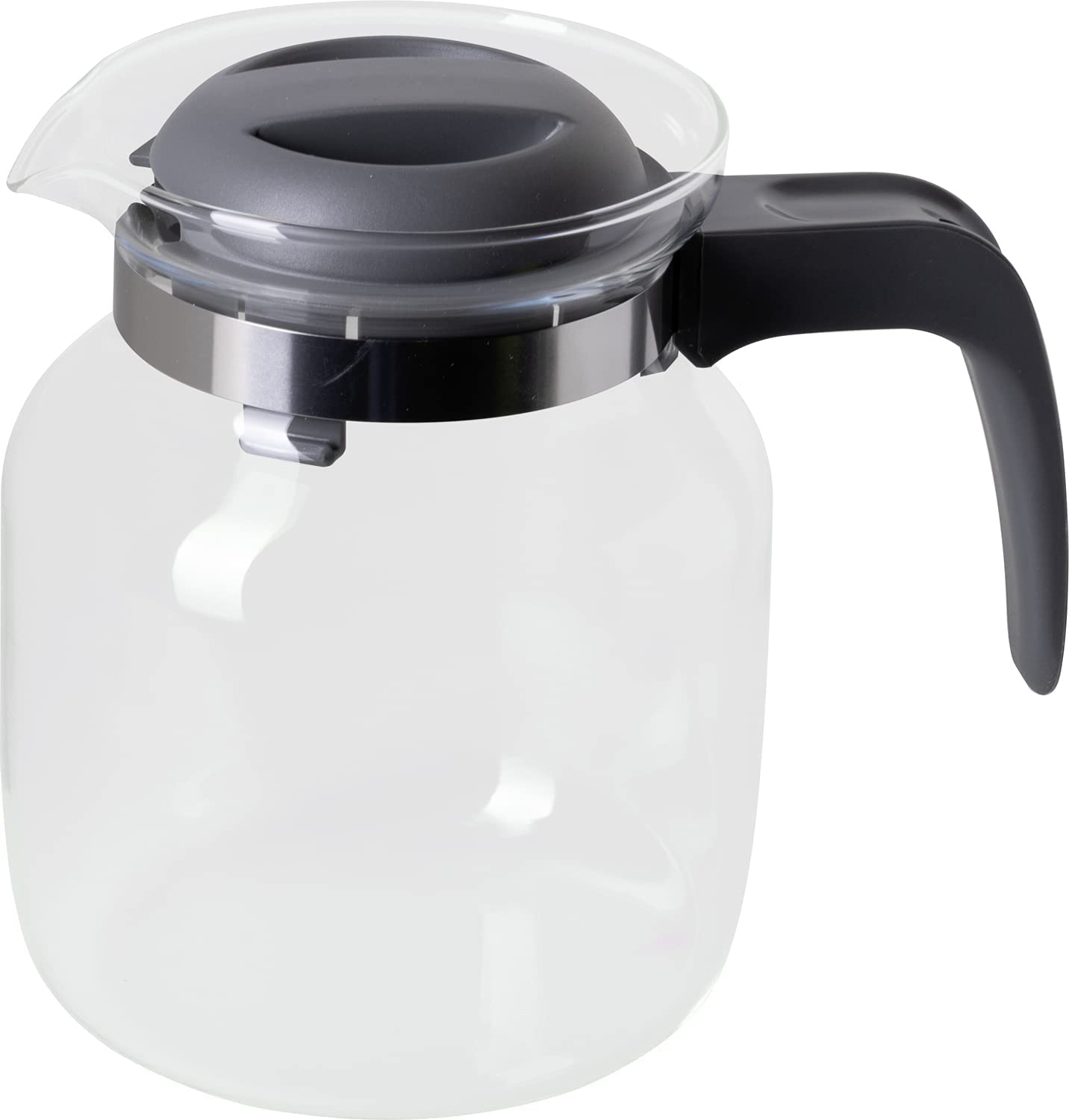 Wenco Premium Glass Coffee Pot/Teapot with Plastic Lid, 1.25 Litre, Clear, Gray (2021 version)