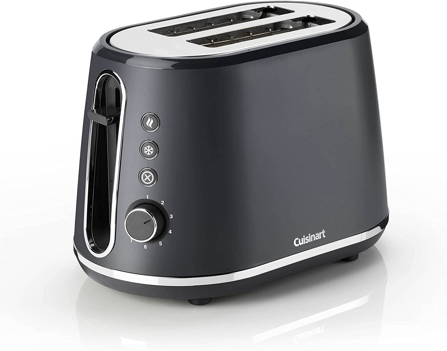 Cuisinart 2-slot toaster with 7 browning levels and extra wide slots with self-centring and crumb tray, also suitable for bread halves, slate grey, CPT780E
