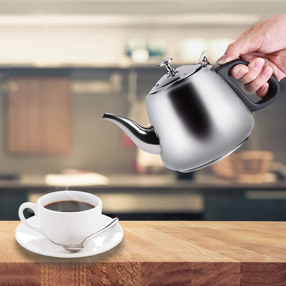 Pomya Teapot, 1.5L/2L Stainless Steel Teapot Coffee Pot Teapot Hot Water Kettle with Filter Suitable for All Types of Decoration Styles (2L)
