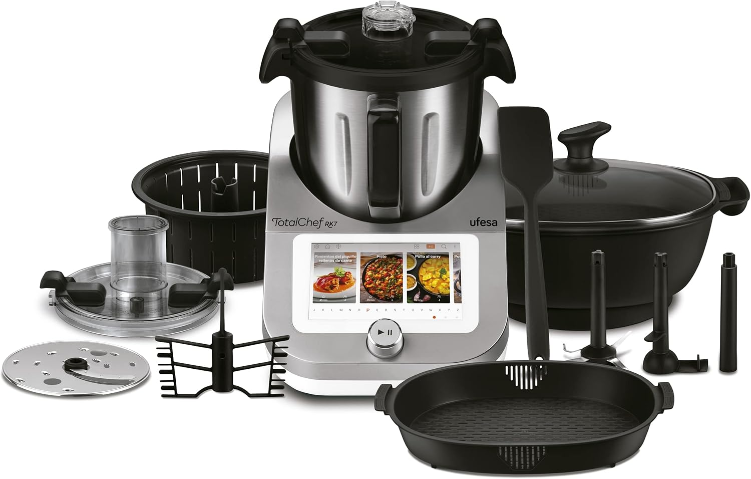 Ufesa TotalChef RK7 Food Processor with WiFi, Multifunctional Kitchen Robot with Cooking Function, Cooking Robot 30 Functions, 4.5 L, 7 Inch Touch Screen, Interactive Recipe Book, Amazon Exclusive,